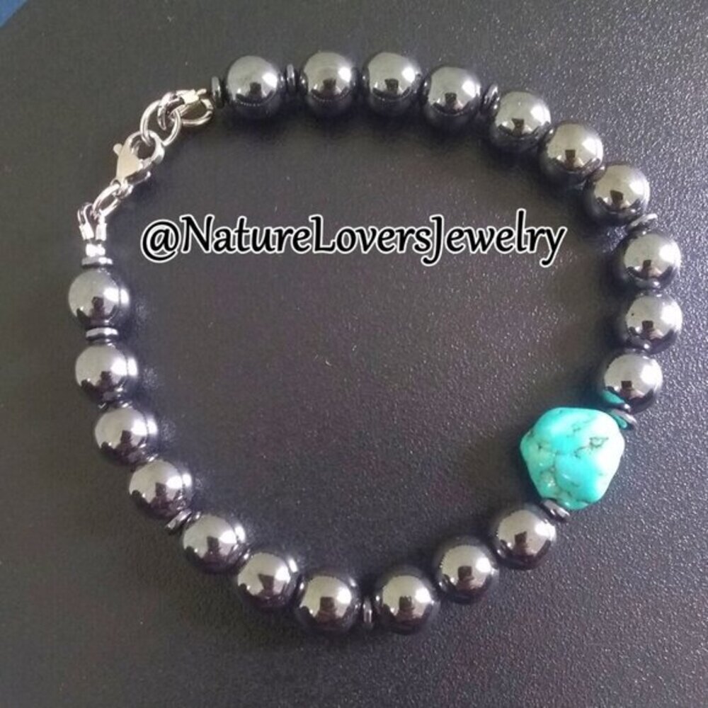 Sleek Gray Hematite + Magnesite Bracelet! Sexy Gift for Him! 8-8.5" Wrist